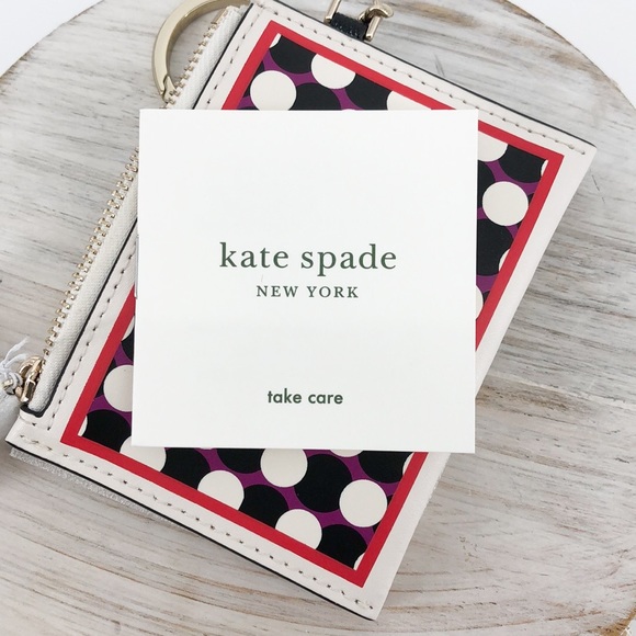 Kate Spade Black White Lucky Draw Double Zip Coin - Picture 5 of 9